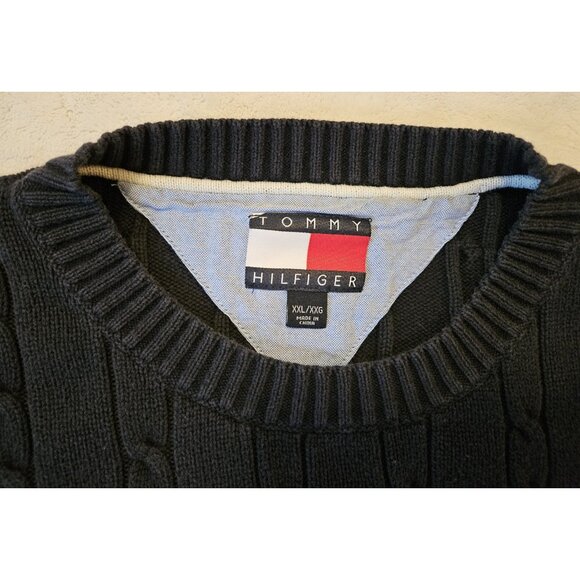Tommy Hilfiger Mens Sweater Size XXL Blue Cable Knit Pullover 100% Cotton - Picture 5 of 10